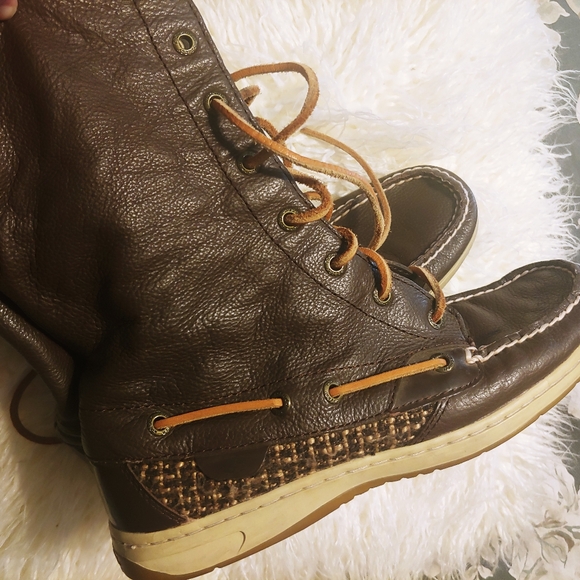 Sperry brown leather lace up tall boot sz 8 - Picture 15 of 16